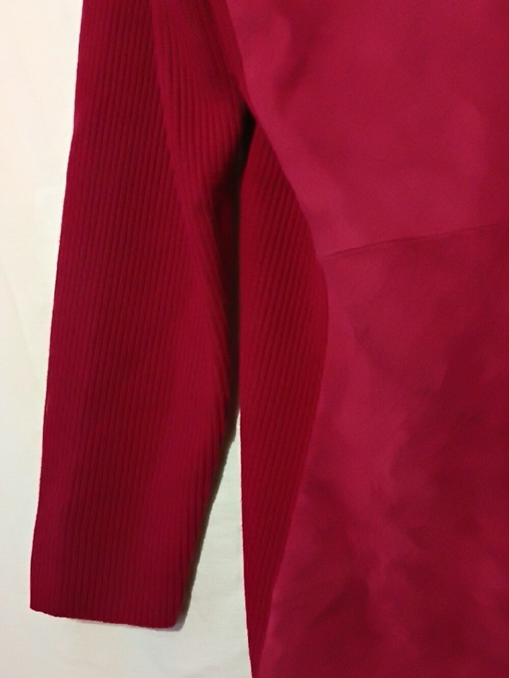 Vintage Red Crimson Button-Front Leather Knit Jacket, Louis Dell' Olio NWOT 8 - Picture 10 of 13